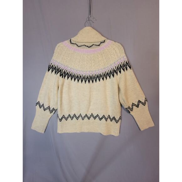 A New Day Fair Isle Turleneck Sweater Womens Sz Small Ivory Purple Black Gray - Picture 13 of 14